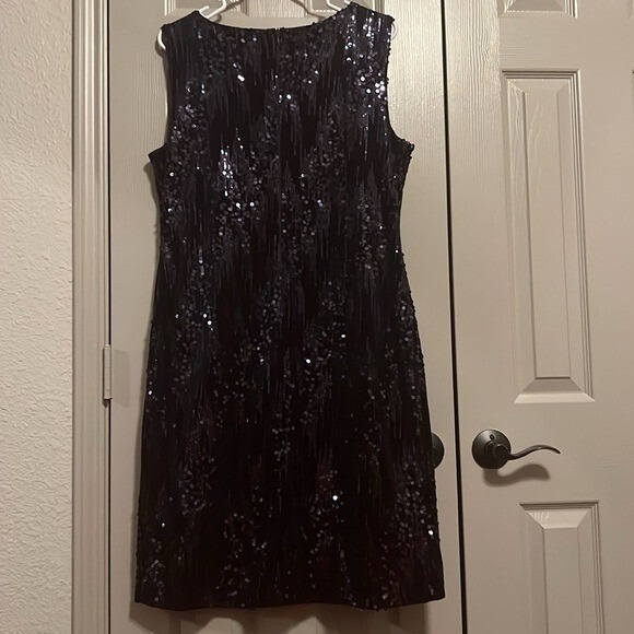 Jackie Jon Blue Sequin Stretch Dress - Size 16 | Party-Ready & Comfortable - Picture 6 of 10